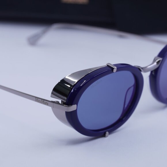 MaxMara SELMA MM0103 90X Oval Sunglasses - Blue/Silver/Blue - Picture 7 of 11